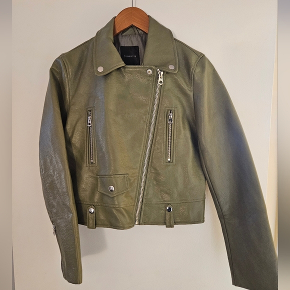 Dynamite faux leather moto jacket. Size XS. Olive green. Great condition. - Picture 9 of 13